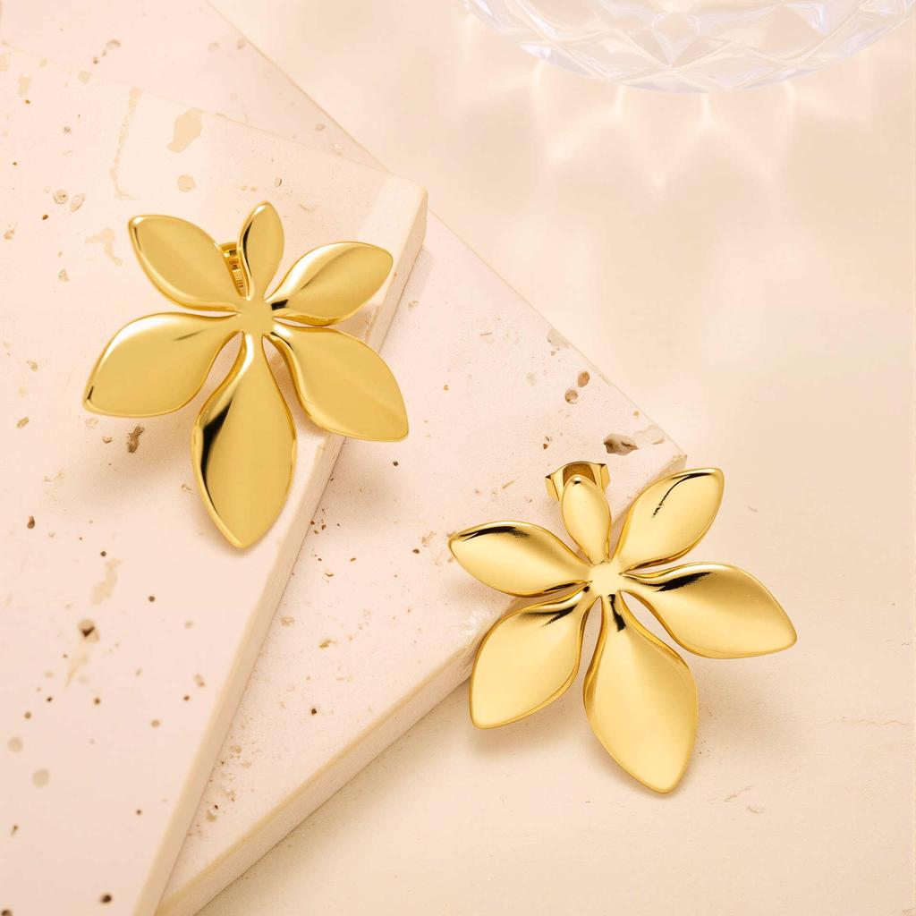 Geometric Irregular 18k Gold Titanium Steel Earrings for Women