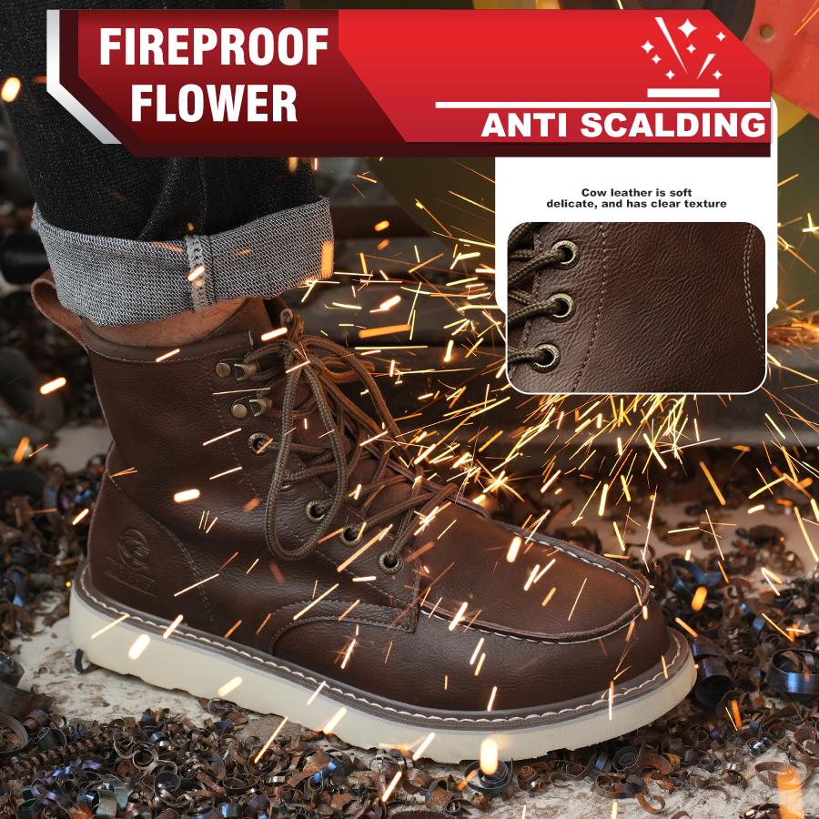 High Top Men's Safety Shoes Puncture-Proof Work Sneaker Waterproof Steel Toe Shoes Safety Boots Indestructible Slip-resistant Shoes