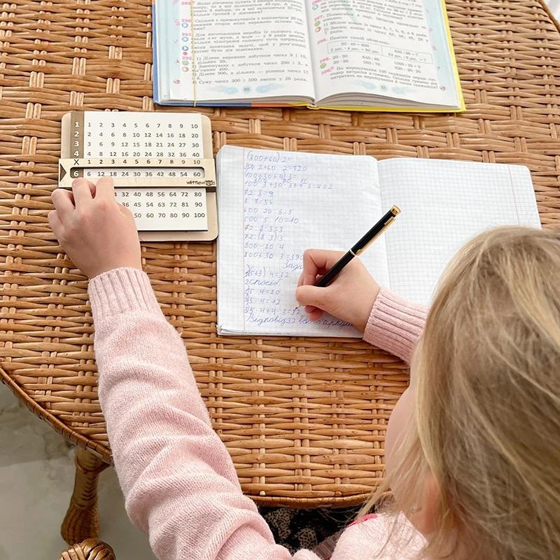 Kinder Holz Schiebbare Einmaleins-Tafeln Montessori Spielzeug Mathe Zählbrett Lehrmittel Lernen Lernspielzeug für Kinder