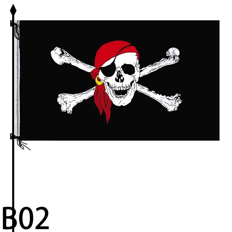 90*150cm Pirate Banner Pirate Theme Birthday Party Decorations Pirate Ship Skull Pennant Flags for Halloween Party Decor Cosplay