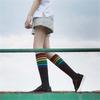 Women School JK Girls Cotton Over Calf Long Socks Japanese Style Rainbow Striped Student Uniform Casual Knee High Socks