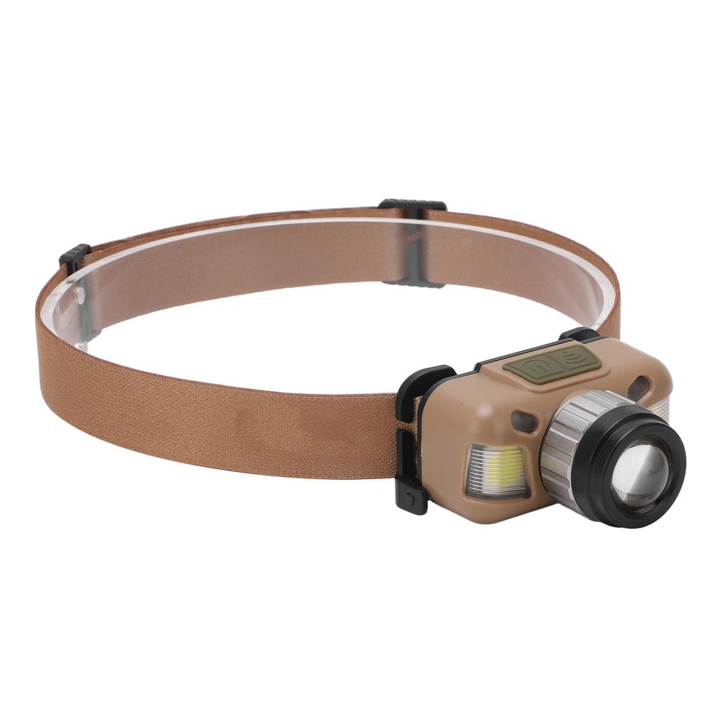 Mini Headlamp Type C USB Rechargeable Brown IPX4 Waterproof Lightweight Portable Headlight for Camping
