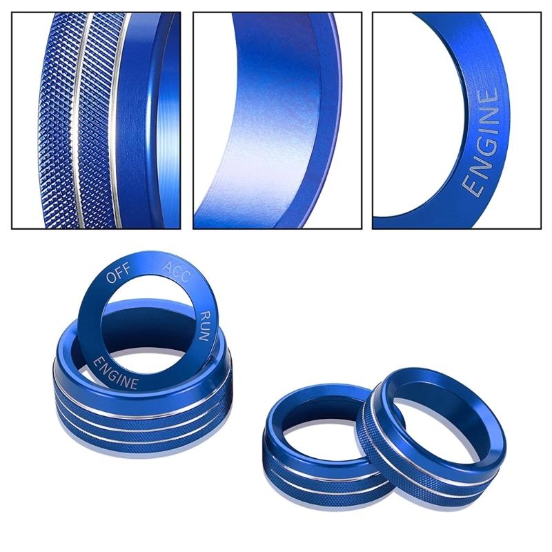 Engine Start Stop Button Switch Cover Center Console Knob Ring Radio Knob Trim