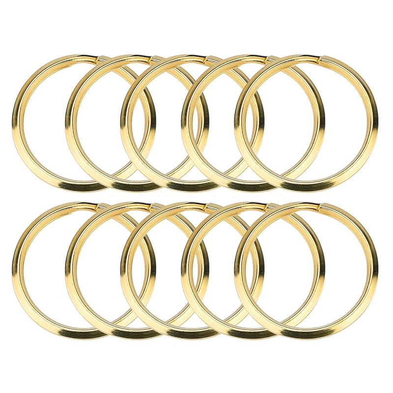 

VIEAURA brass ring key ring mountain cutting [Set of 10] key ring accessories handmade DIY double ring double ring Made of brass (Diameter: 25mm)