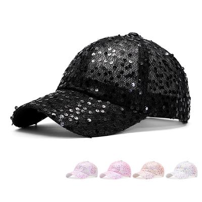 Sequin Baseball Cap Women Summer Mesh Breathable Cap Outdoor Sun Hat