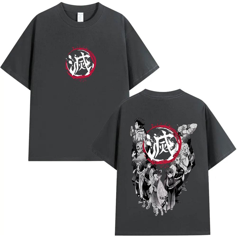 Anime Demon Slayer Hashira Members Logo Graphic T Shirt Men Women Clothing Fashion Oversized Tshirt Male Casual Cotton Tshirts