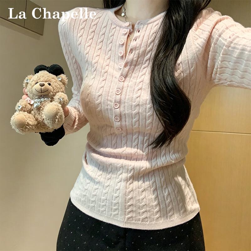 La Chapelle Women's V-Neck Cable Knit Sweater