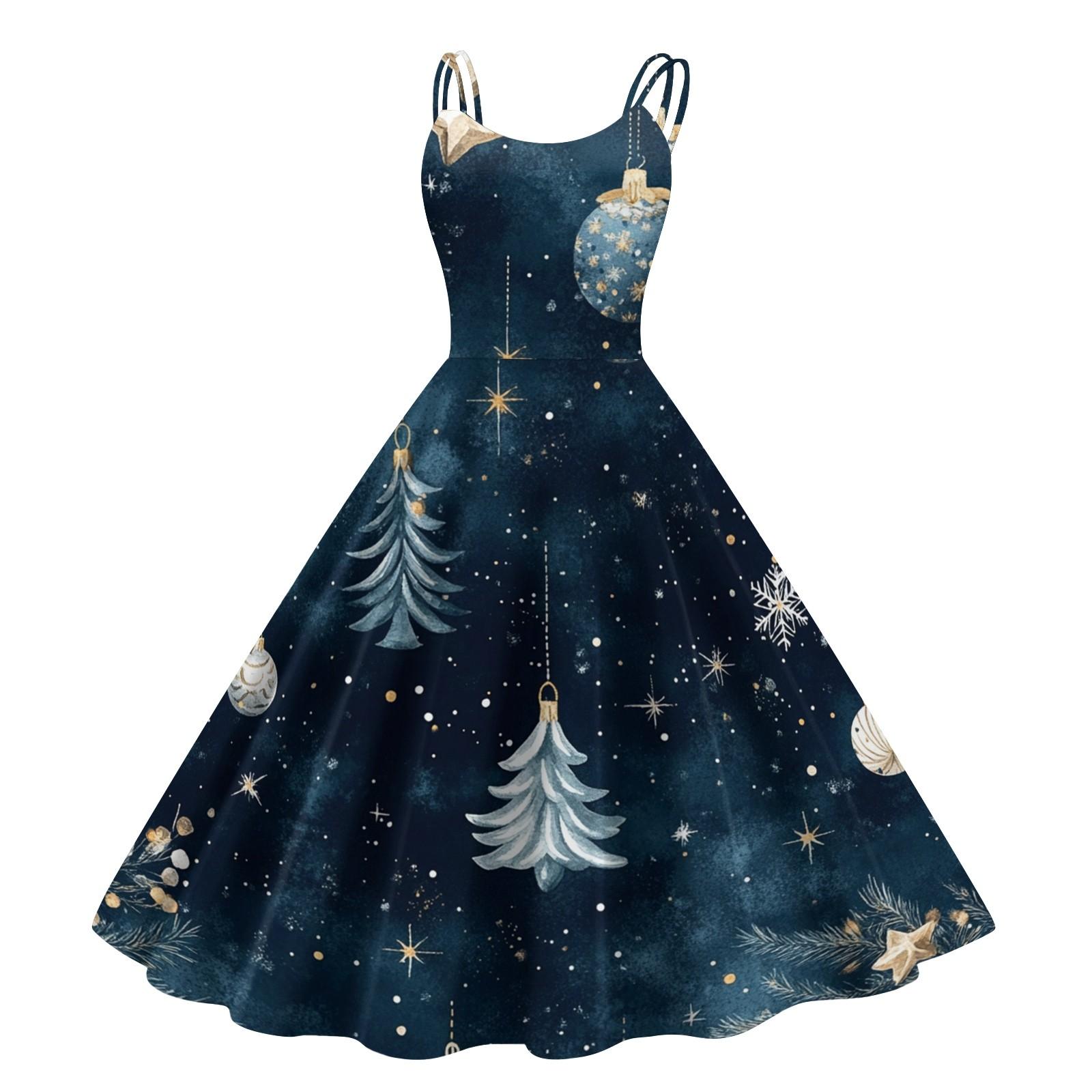 

Женское рождественское платье со снежинками и сексуальным облегающим принтом с открытыми плечами в стиле панк-ретро XXL тёмно-синий