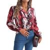 Spring Autumn Contrasting Color Shirts Women Casual Notched Long Sleeve Single Breasted Blouse Elegant Office Lady Clothes