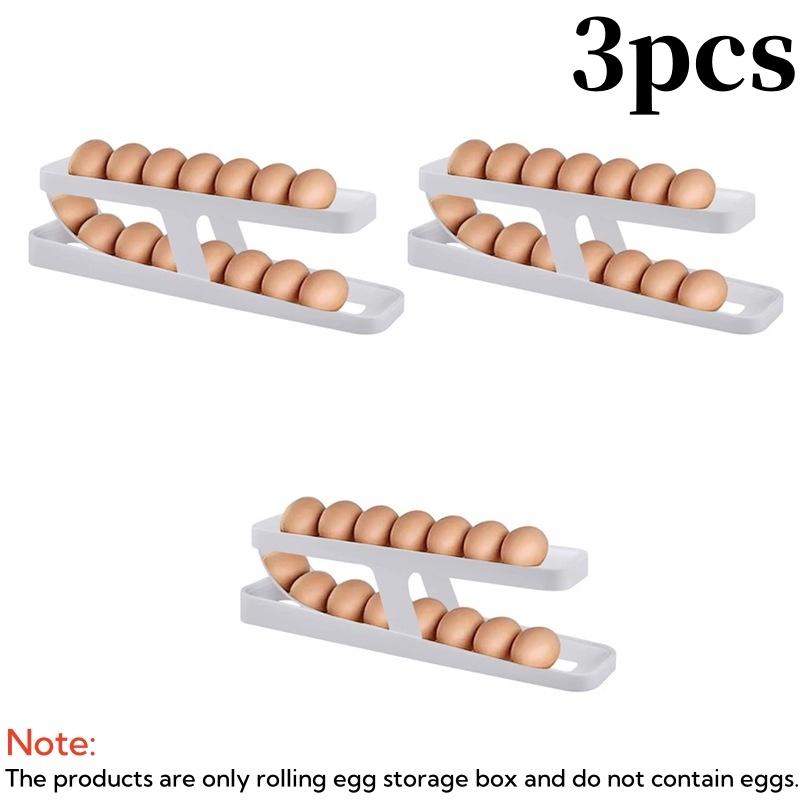 1/2/3Pcs Automatic Rolling Egg Holder Double-layer Fridge Egg Dispenser Refrigerator Kitchen Food Space-Saving Storage Organizer
