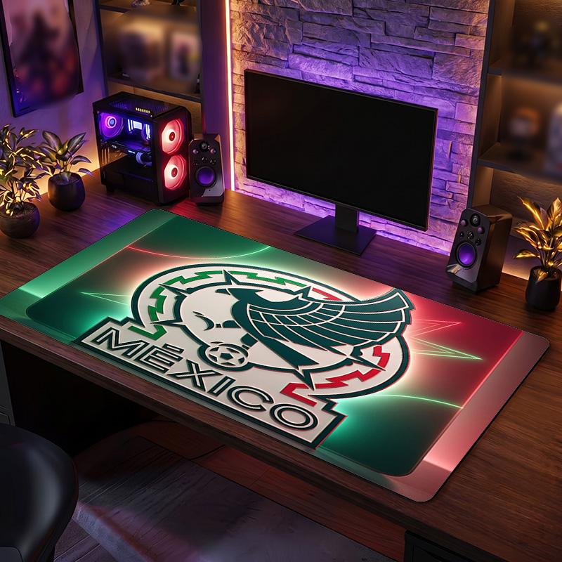 Mexico footbal Crest Mouse Pad, Extended Non Slip Rubber Desk Mat for Gaming Office Laptop Fan Gift