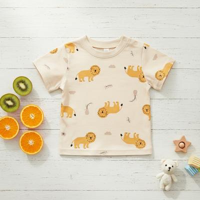 Children Lion Tops Summer Kids Boys Short Sleeve T-shirt Animals Print