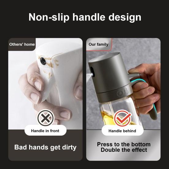 250ml skleněná láhev s rozprašovačem oleje na vaření, rozprašovač olivového oleje, rozprašovač do fritézy, salátové pečení, jemná mlha, ergonomická rukojeť, přenosná kuchyňská linka