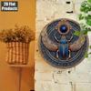 Vintage Egyptian Scarab Beetle Metal Wall Art Plaque 8x8 Inch Retro Home Decor Hieroglyphics Golden Accents 2D Flat Aluminium Sign