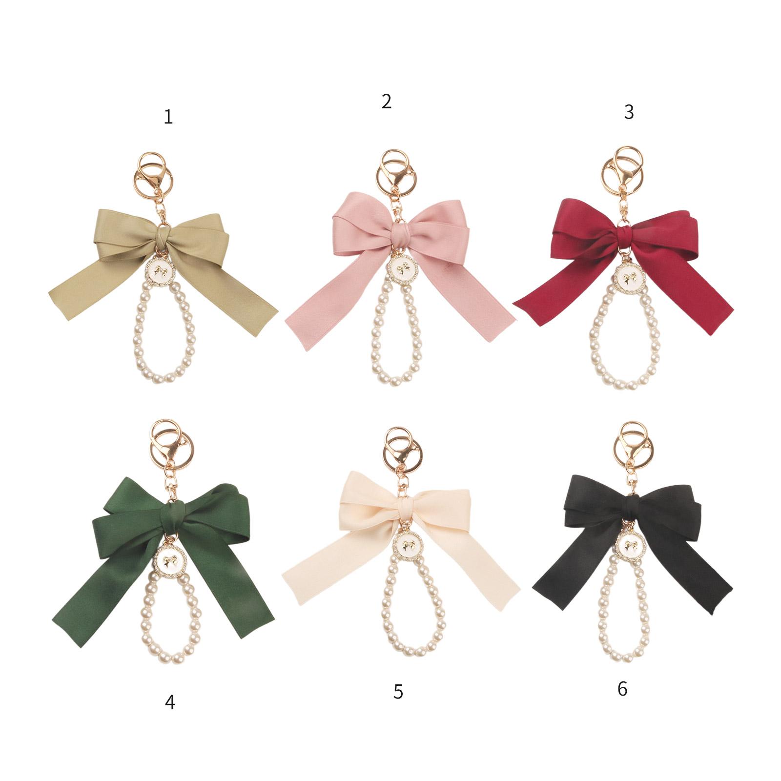 Элегантный брелок с жемчужной цепочкой и большой лентой с подвеской в ​​виде банта — фото 5