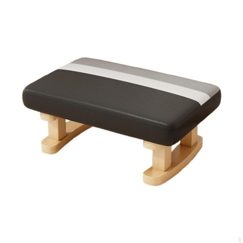 Foot Rest with Wooden Legs Padded Footstool Bench Rectangle Short Step Stool Small Low Ottoman for
