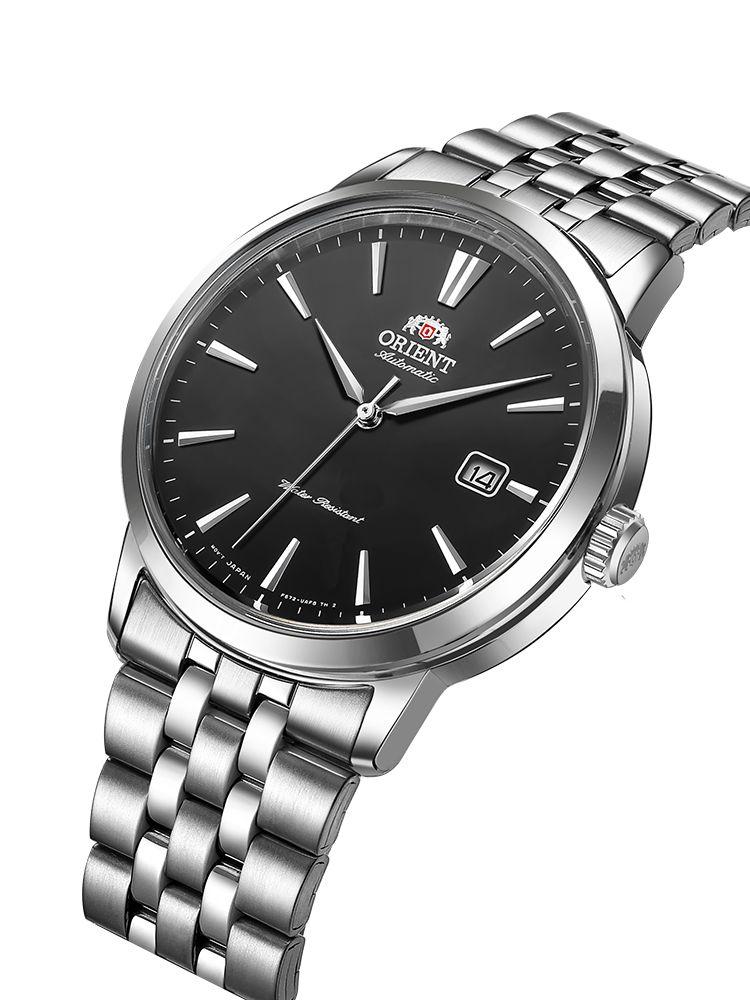 ORIENT Mechanische Herrenuhr Vollautomatisch Wasserdicht Mechanische Uhr, Stahlband Schwarzes Zifferblatt RA-AC0F01B10B