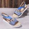Plus Size Women's 2024 Spring/Summer Wedge Heel Sandals with Metal Buckle