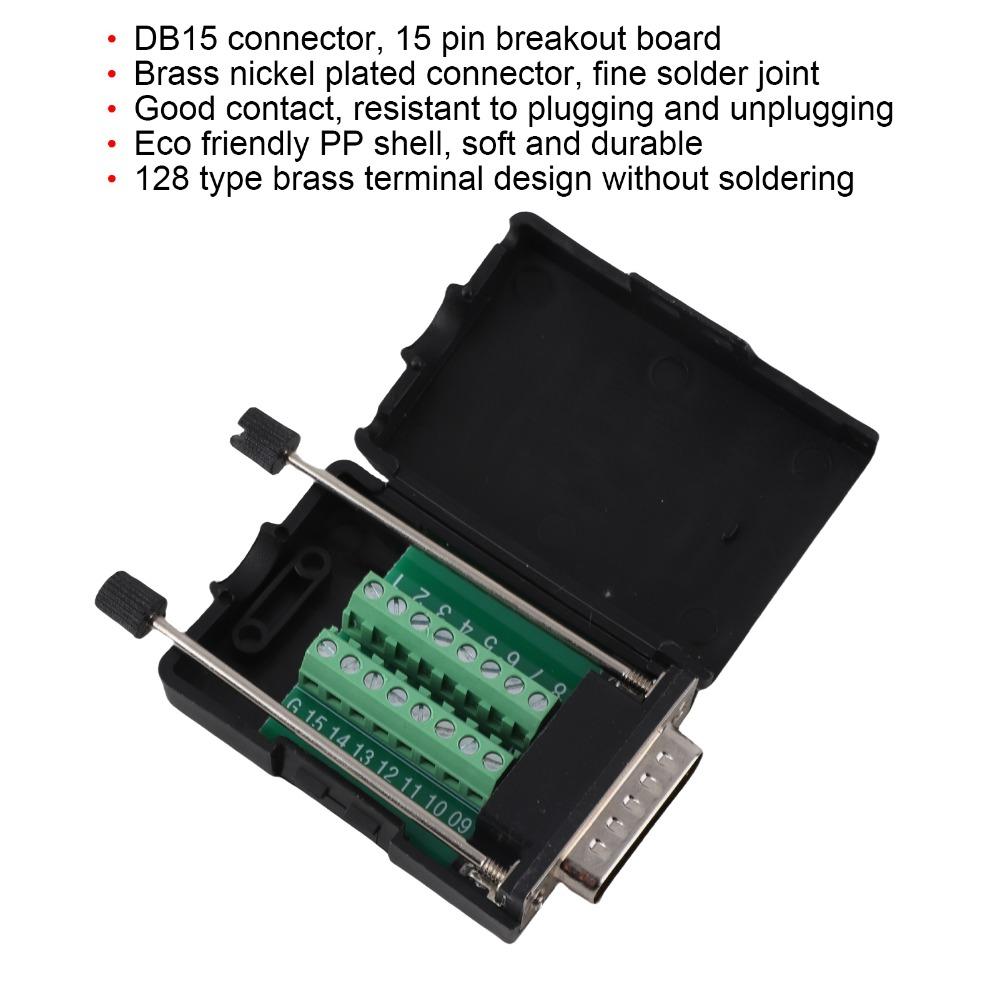 DB15 DB15 Connector Solderless Male Connector DB15 Breakout Connector with Case 15 Pin Breakout Module Connector