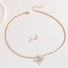 Copper Zircon High-End Necklace Stud Earrings Flower Temperament High-End Sense Collarbone Chain Girl