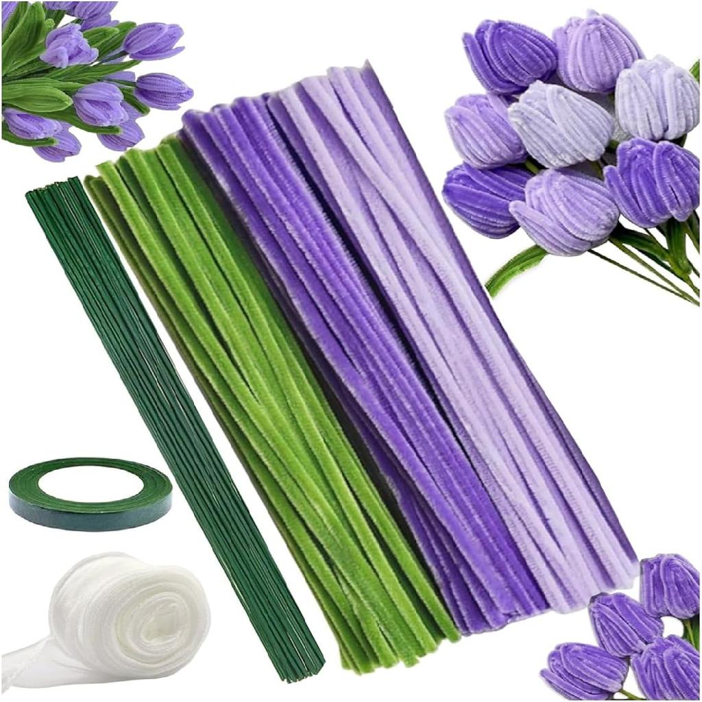 Pipe Cleaners Set 11.8 Inch Pipe Cleaners Chenille Stems Craft Supplies Bulk for Tulip Bouquet Making, Art DIY Craft Projects