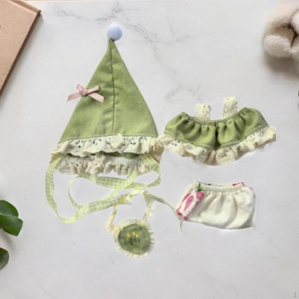 4er Pack Puppen-Elfen-Kleidung mit Hose, Mütze und Tasche für 6,7-Zoll-Puppen Geschenkset