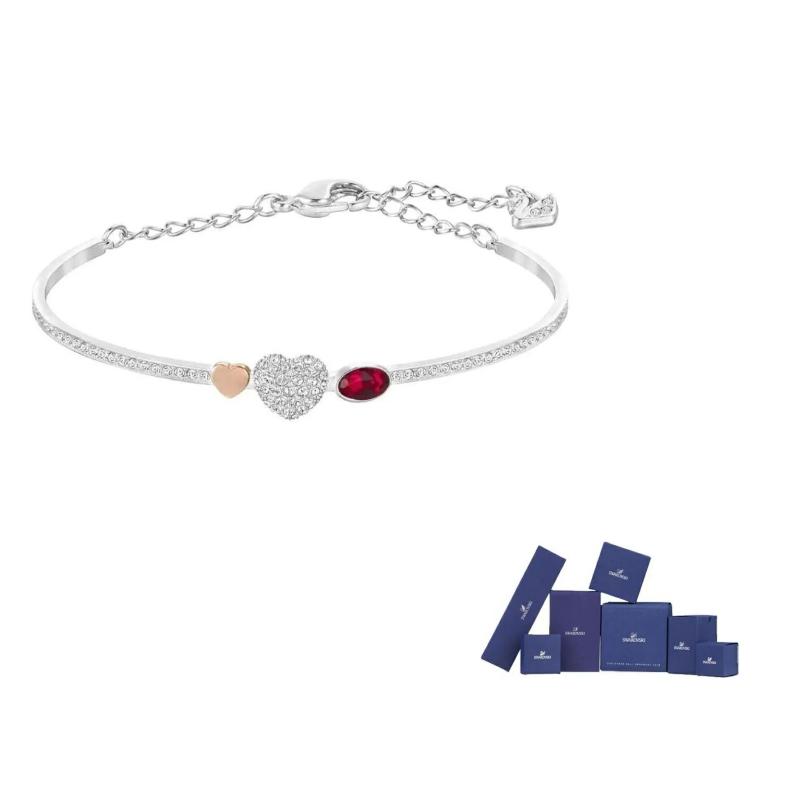 Swarovski Duo Heart Rhodium plated Bracelets Womens White F-Original brand box белый