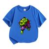 Kids Boys Girls 100% Cotton Crew Neck Short Sleeve T-Shirt, Cool Super Strong Green Giant Break Wall Print Casual Soft Summer Tee for Children Daily W