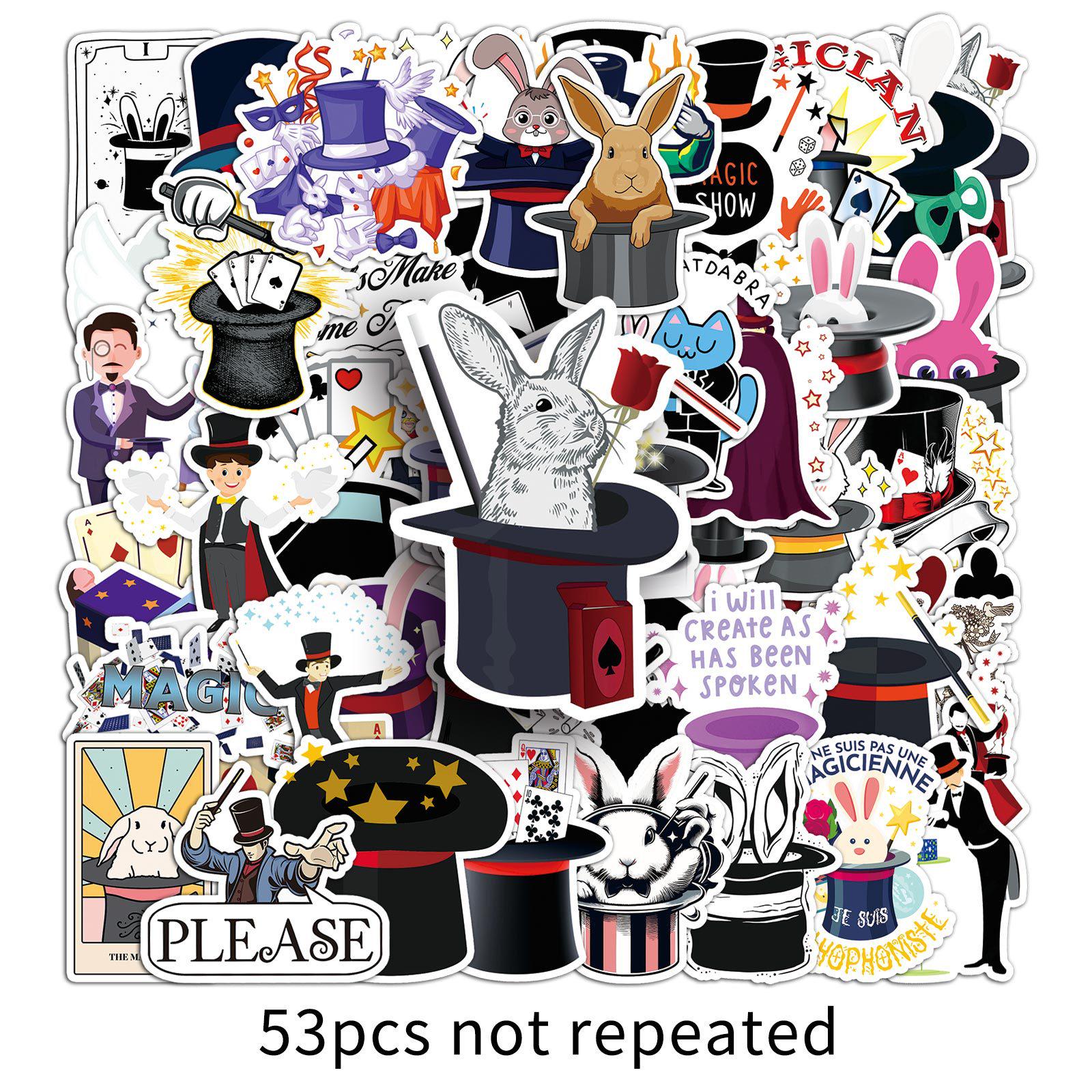 53 Magician Graffiti Stickers: Creative Cartoon Decorations for Phones, Bottles, Suitcases, and Computers