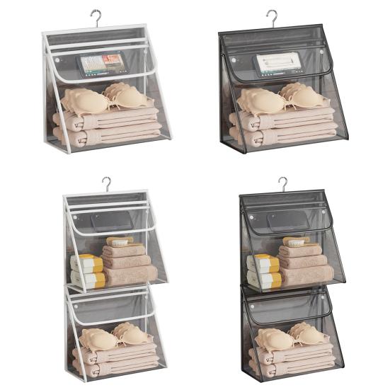 Bathroom Hanging Bag Large Capacity Dual Layer Waterproof Transparent Design Clothing Storage Bag Cosmetic Organizer