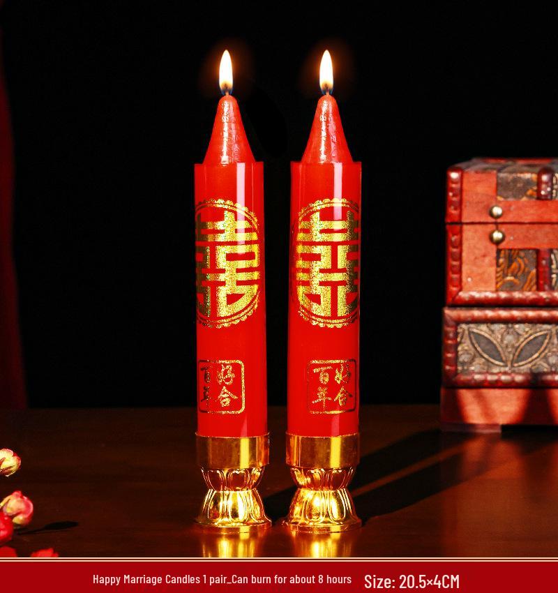 Свадебные свечи «Двойное счастье»: Красная пара «Дракон и Феникс» без дыма для помолвки
