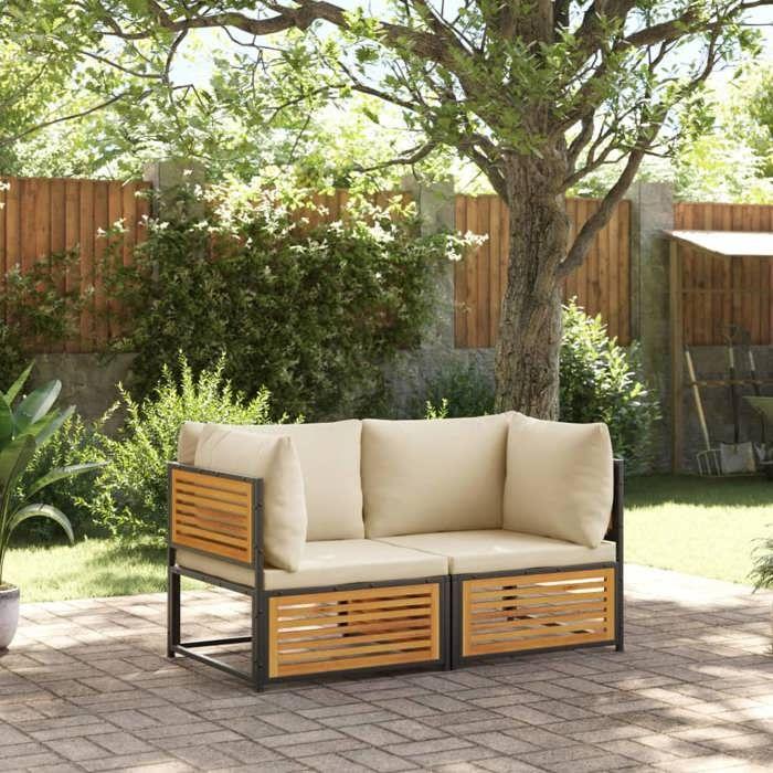 VidaXL Salon de jardin avec coussins 2 pcs bois massif acacia 3214916