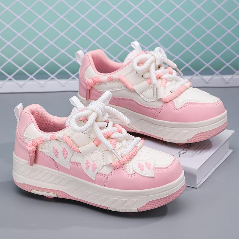 Boys Four -wheel Sports Boots Wheel Skate Shoes Sports Shoes Shoes with Wheels for Girls