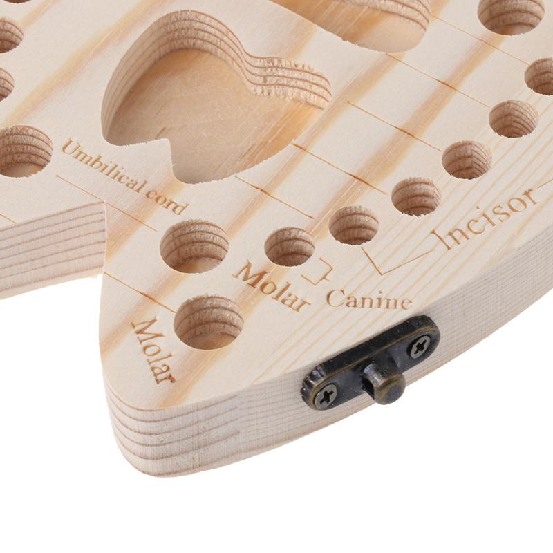 Baby Tooth Box Wooden Milk Teeth Organizer Storage Boys Girls Save Souvenir Case