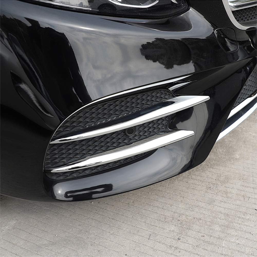 Chrome Front Corner Mesh Grill Molding Side Air Vent Fog Lights Exterior Cover Trims for Mercedes-Benz New E-Class W213 E300 Sedan Sport 2017 2018