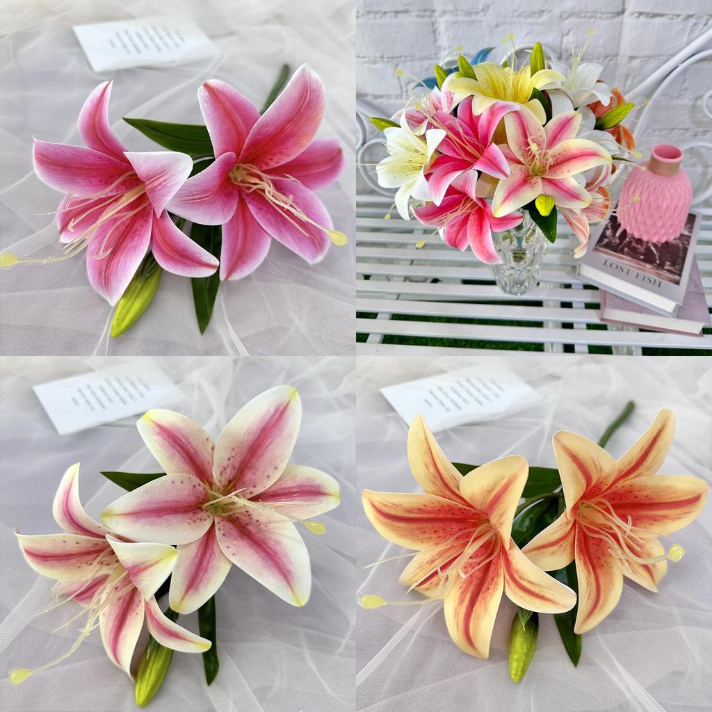 Luxuriöse Lilie 3D-gedruckte künstliche Blumen für Hochzeitsfeiern und Studiogebrauch