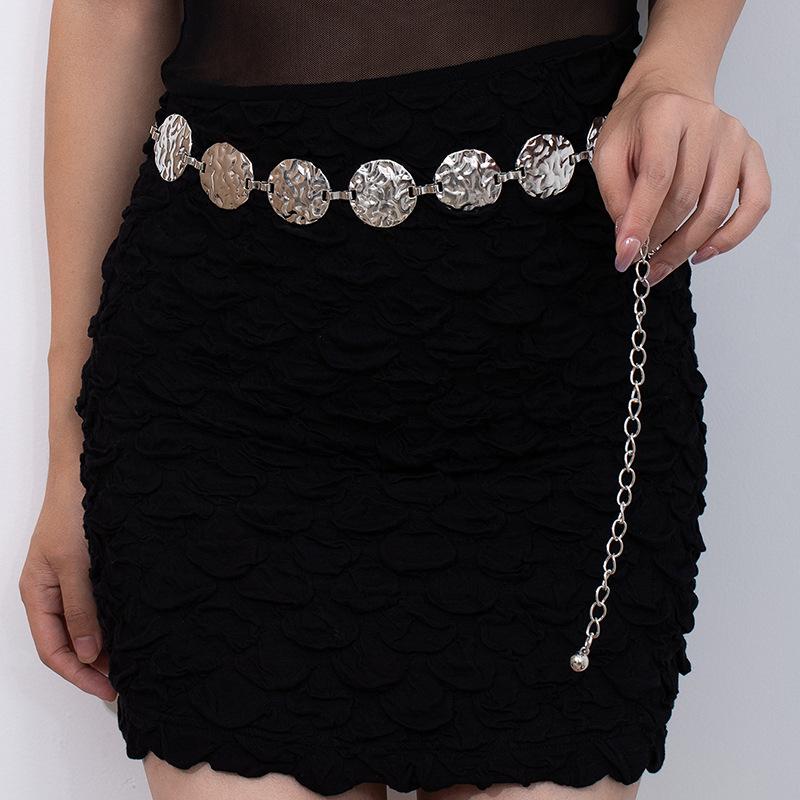 Textured Metal Geometric Waist Chain Women'S High-End Dress Accessories Fashion Versatile Metal Trouser Chain
