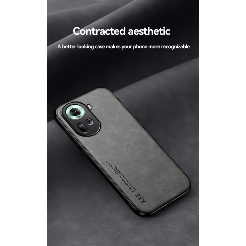 Shockproof Case for OPPO Reno 11 Pro 5G Reno 10 Pro Plus 8 8T Plus Protective Cover Magnetic Car Holder Phone Textured Business Full Protection Cover