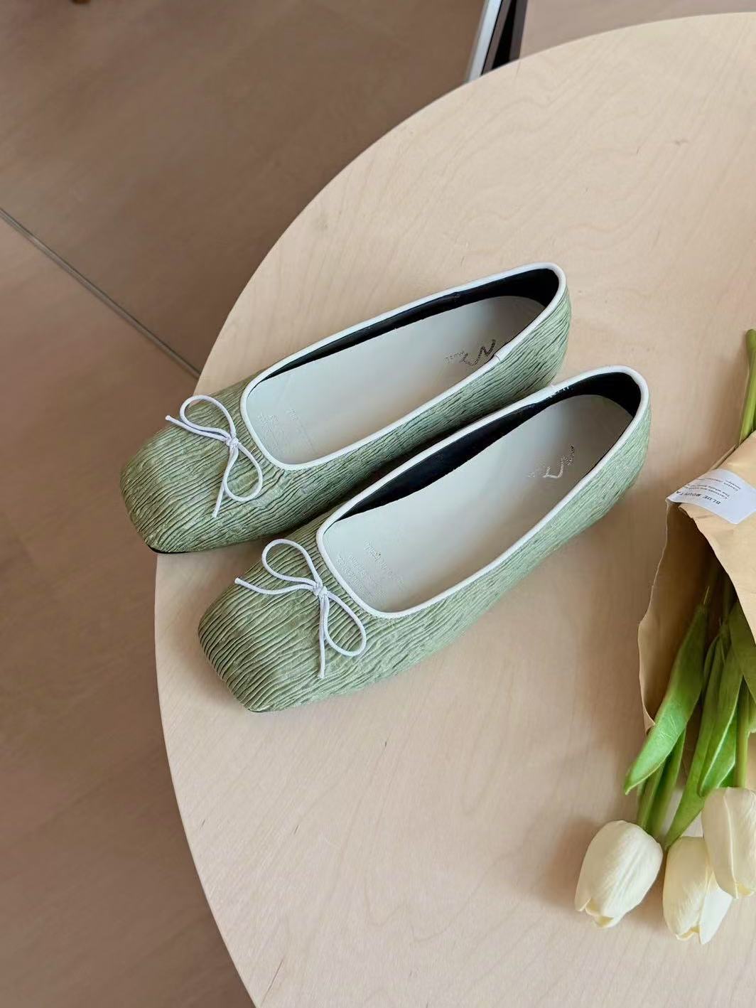 

Xiaoxiangfeng Flat-Bottomed Temperament Single Shoes Femininity Bow Evening Grandma Shoes 39 зелений