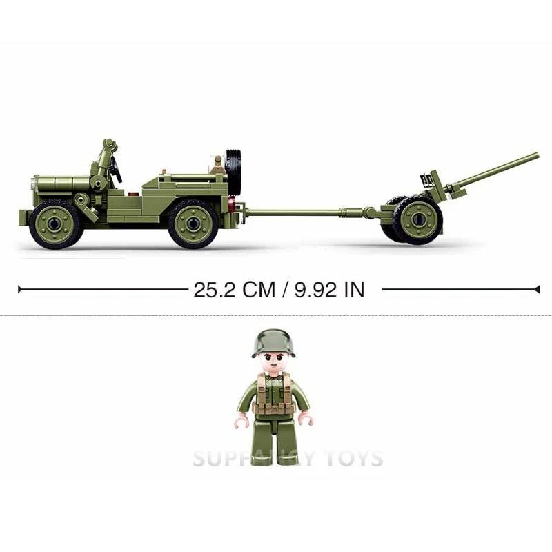 Sluban World War II Normandy Landing US WILLYS Jeep Model Kids Building Blocks Military Army Car Bricks Classic Weapon Toy