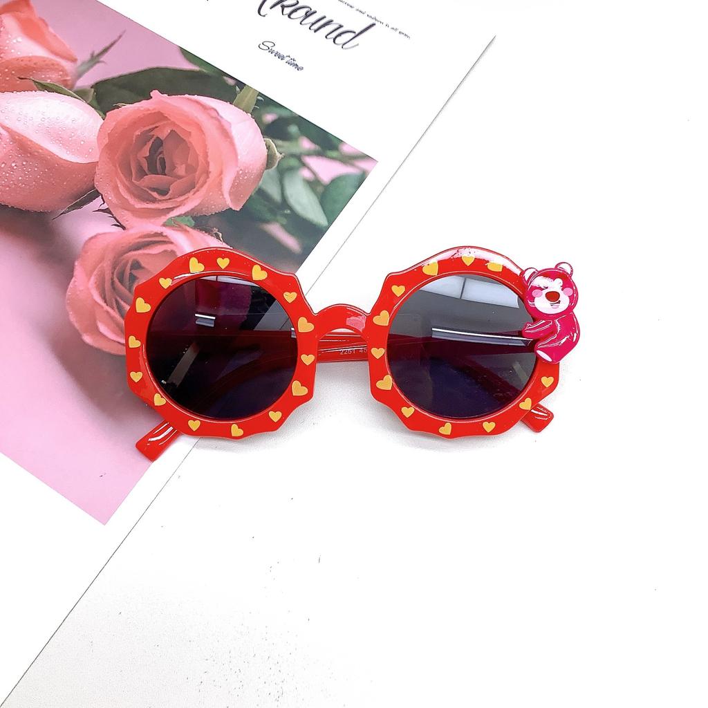 Children'S Cute Sunglasses Cartoon Bear Photo Concave Shape Babies Sunglasses Sunscreen Children'S Glasses
