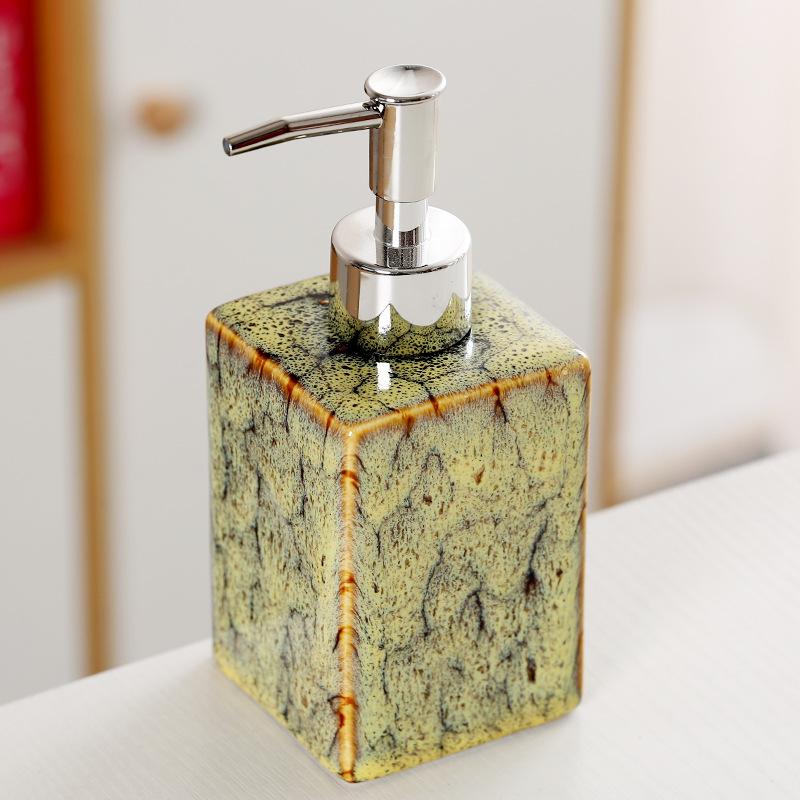 Dispensador de jabón de 350 ml botella de cerámica con pulsador botella dispensadora de champú y gel de ducha accesorios de baño dispensador de champú para ducha