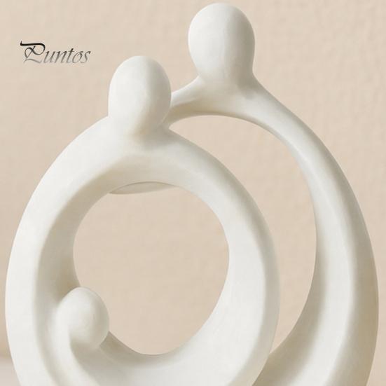 High-end Art Furnishings 3D Printed Abstract Holy Family Statue, Minimalist White Circular Embracing Sculpture, Modern TV Cabinet Ornaments Aesthetic