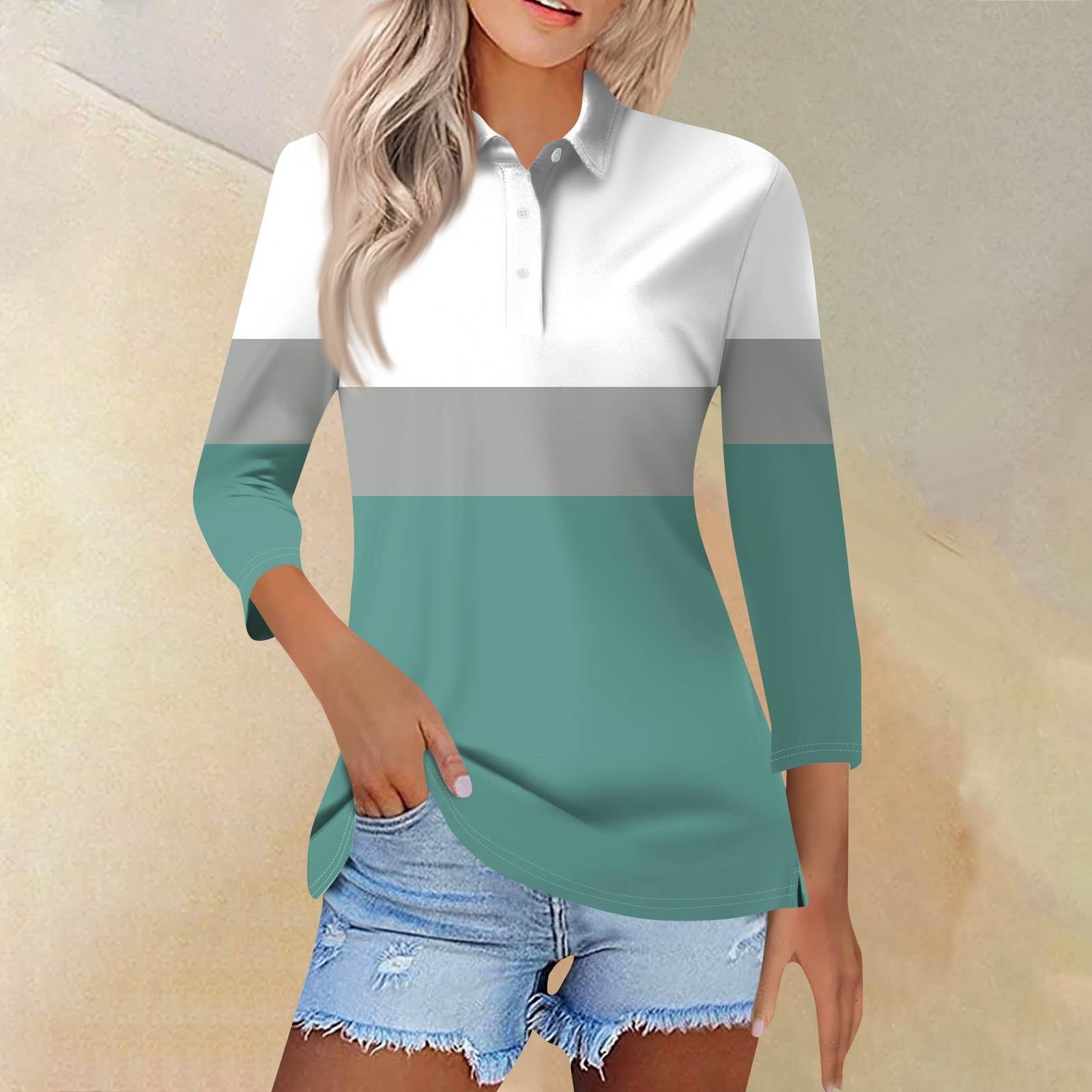 

Женская модная повседневная рубашка с короткими рукавами 3/4 с лацканами и принтом, женские топы на пуговицах XL