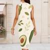Women Plus Size Round Neck Sleeveless Printed Bodycon Midi Dress