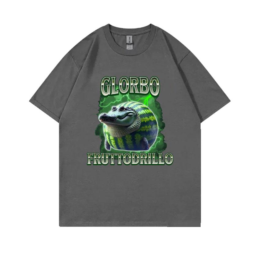 Italian Brainrot Glorbo Fruttodrillo T Shirts Watermelon Crocodile Funny Meme T-shirt Summer Men Women Fashion Oversized Tops