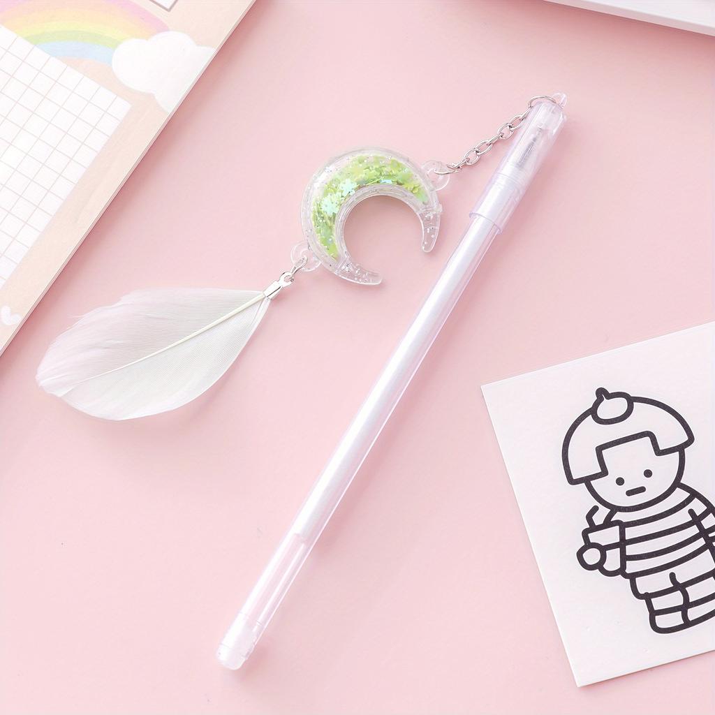 School Season 10pcs 0.5mm Cute Pendant Neutral Pen Sequins Moon Pen Creative Cartoon Elementary School Student Black Water Pen