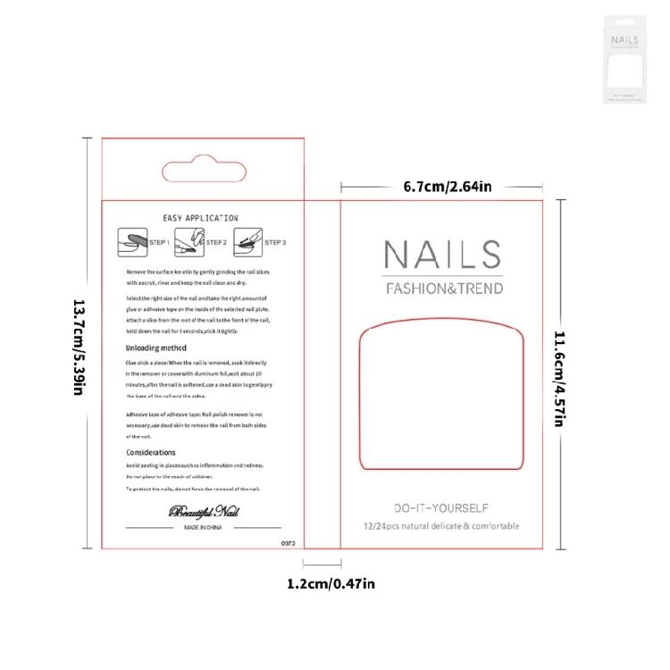 Valentine's Day Nail Press On Nail With Fruit Designs French Style Fashionable Stick On Nail for Parties and Daily Wear