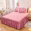 Solid Color Princess Style Brushed Bed Skirt with Dustproof Full Wrap