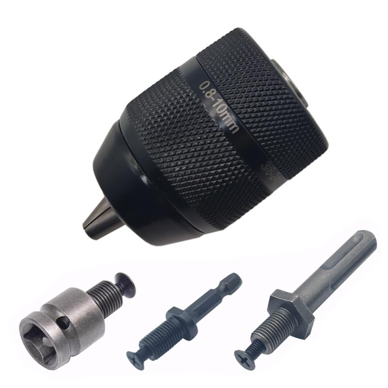 Keyless Drill Chuck Quick Change Conversion Adapter 1/2 3/8 Unf Mount 2~13mm 0.8~10mm Self-Tighten Screwdriver Drill Bits Chucks